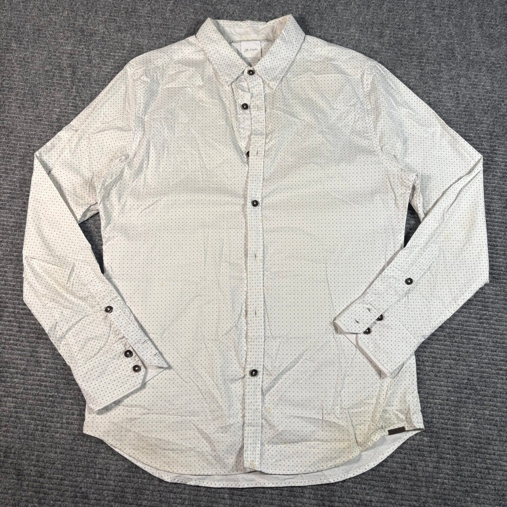 JB Holt Button Down Shirt Mens Size M White Tailored Fit Geometric Long Sleeve